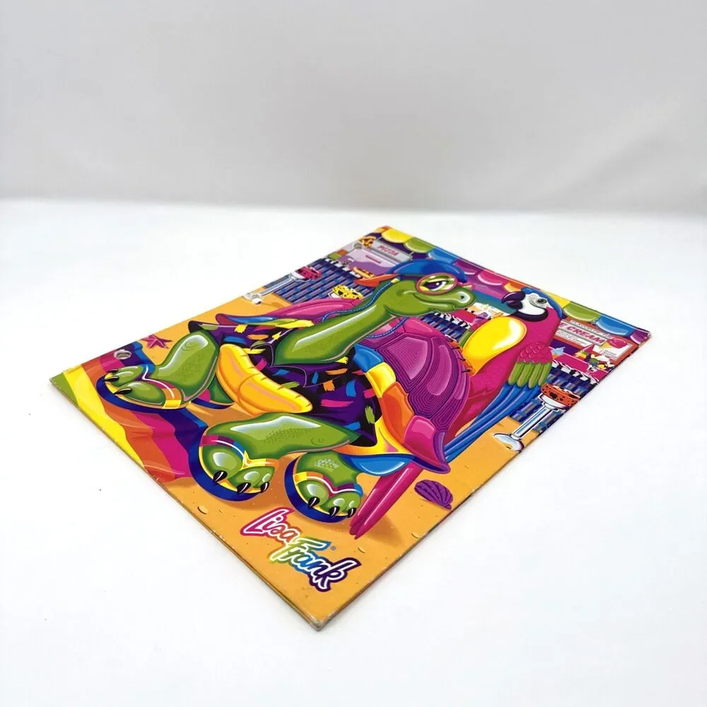Lisa Frank Trendy Turtle Parrot Macaw Beach 2 Pocket Folder